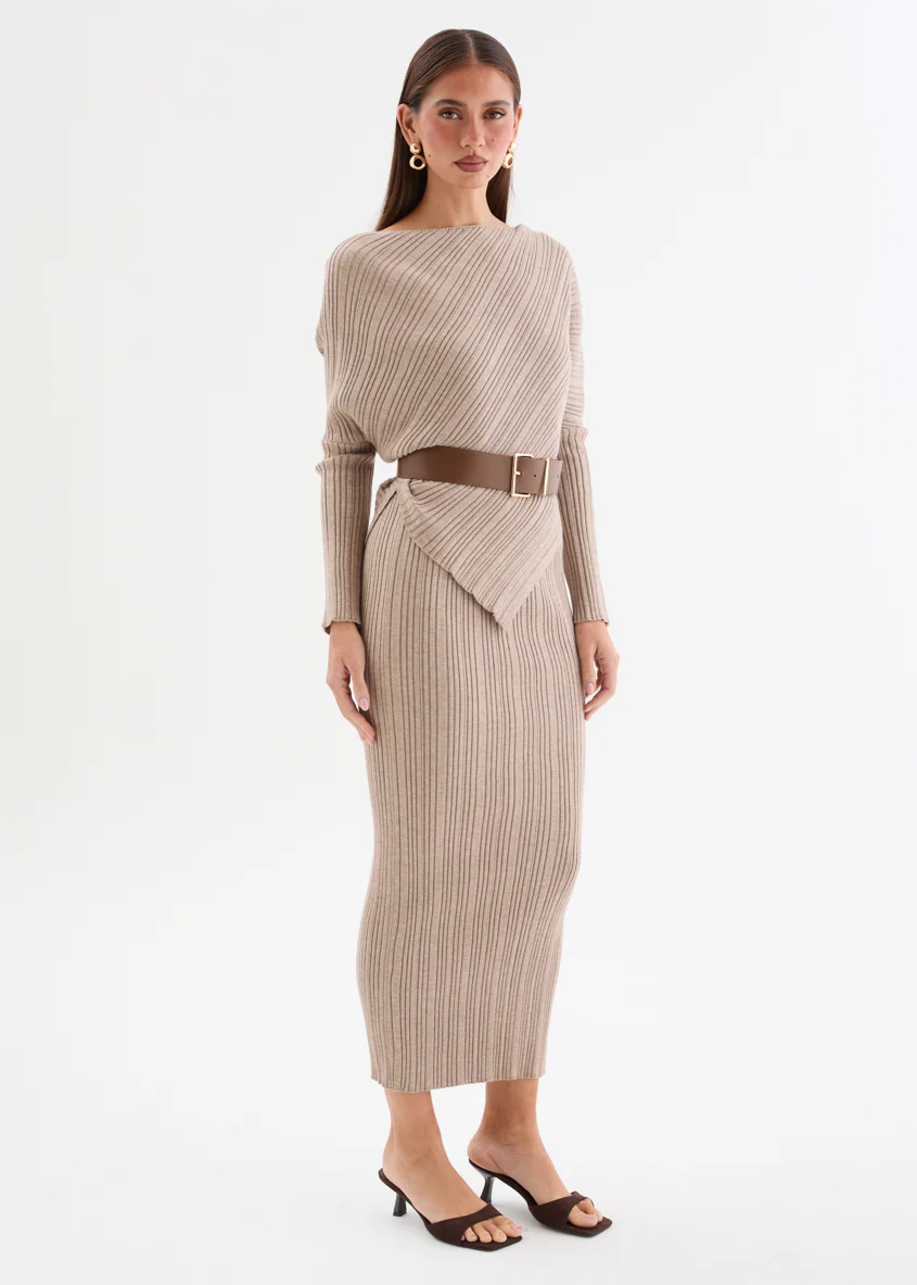 Samarah Belted Knit Set - Cappuccino - Image 4