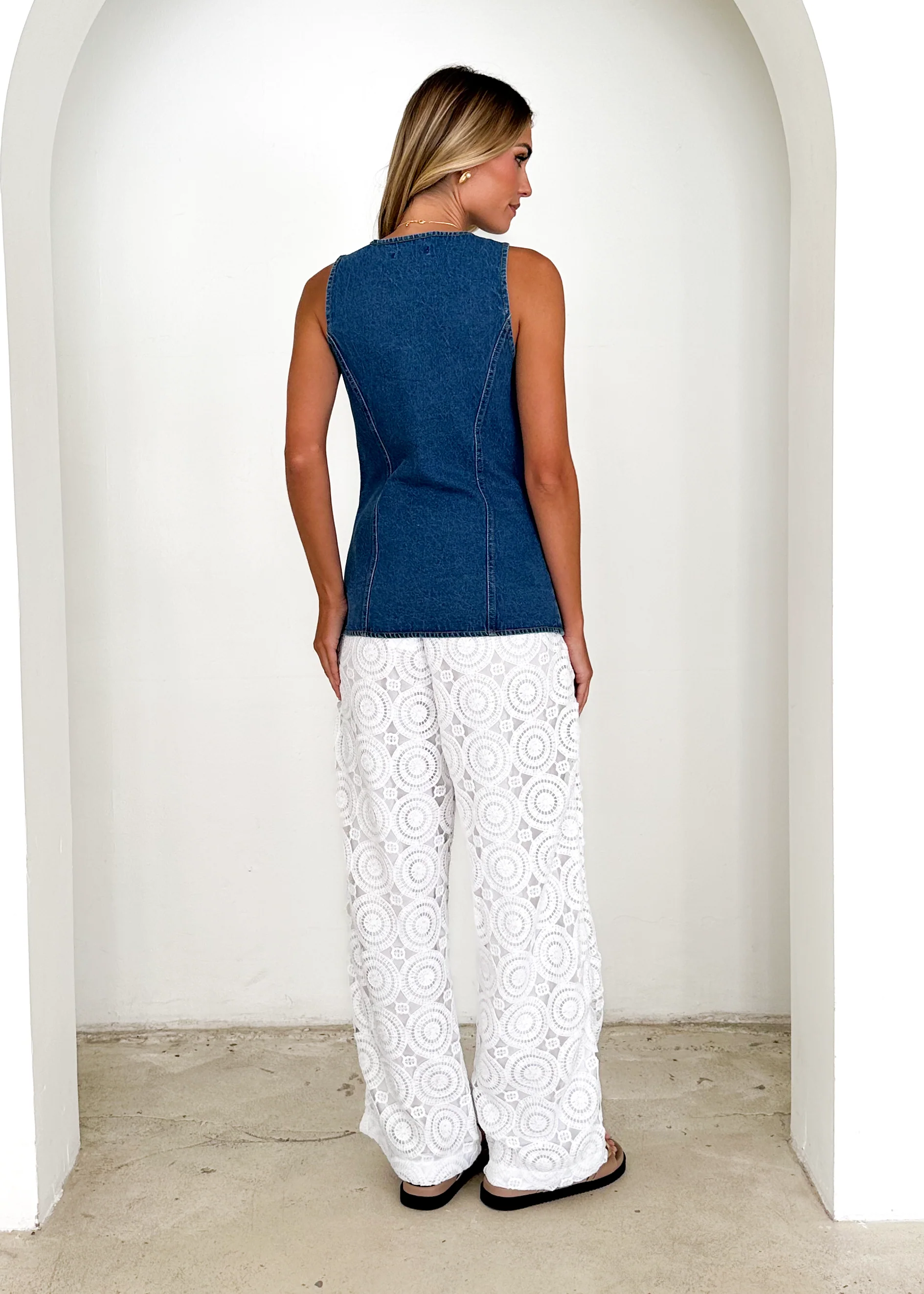 Sandra Denim Vest - Mid Blue - Image 5
