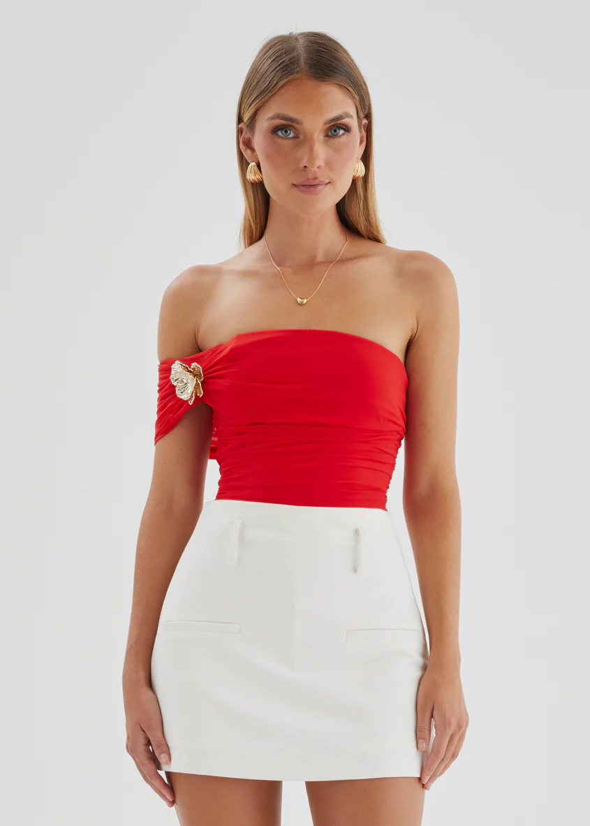 Santanna Mesh Crop - Red