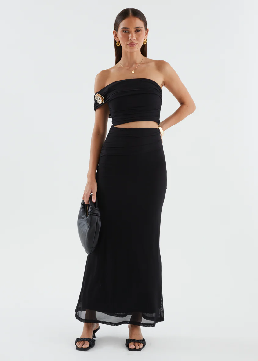 Santanna Mesh Maxi Skirt - Black
