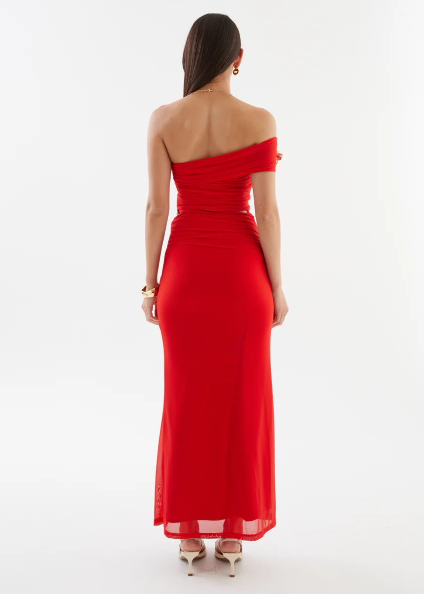 Santanna Mesh Maxi Skirt - Red - Image 7