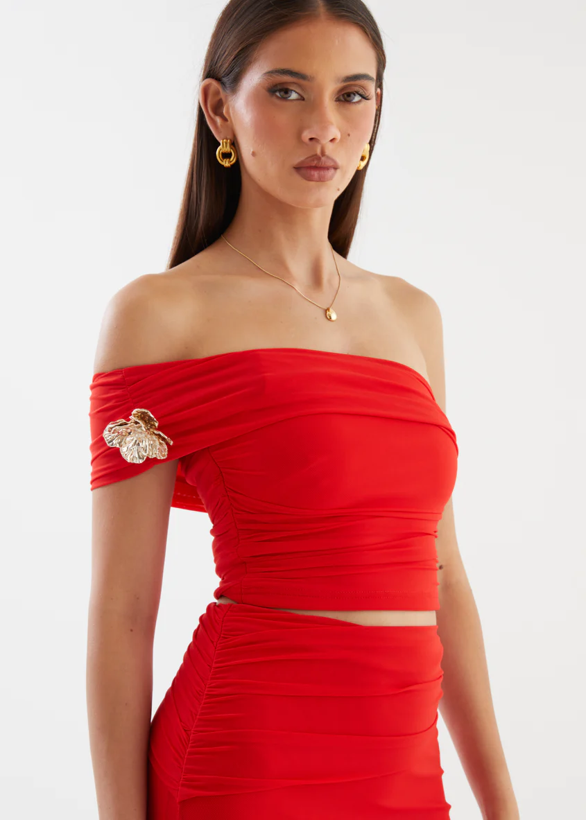 Santanna Mesh Maxi Skirt - Red - Image 8
