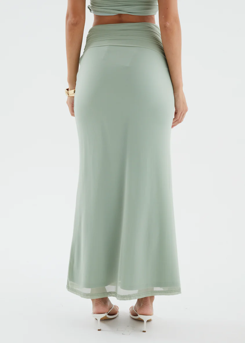 Santanna Mesh Maxi Skirt - Sage - Image 10