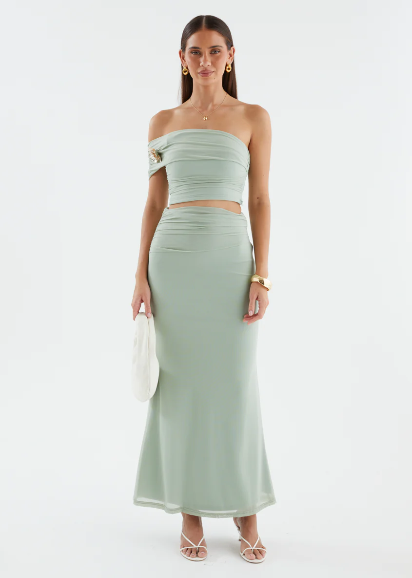 Santanna Mesh Maxi Skirt - Sage - Image 4