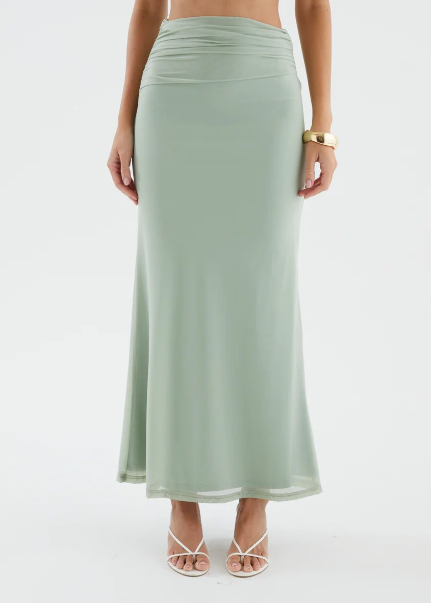 Santanna Mesh Maxi Skirt - Sage - Image 7