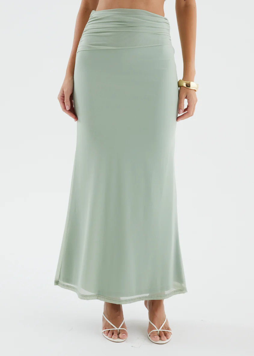 Santanna Mesh Maxi Skirt - Sage - Image 8