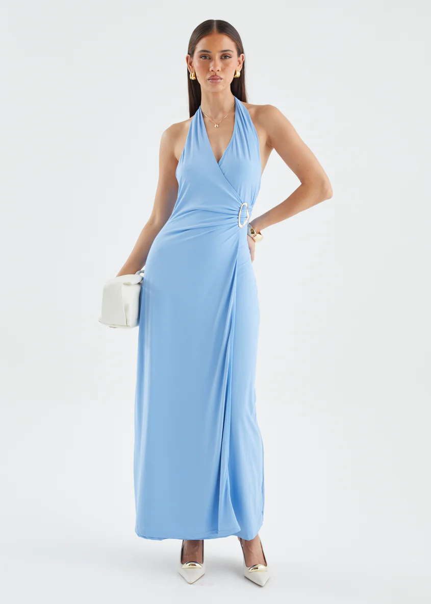 Saskie Halter Maxi Dress - Blue