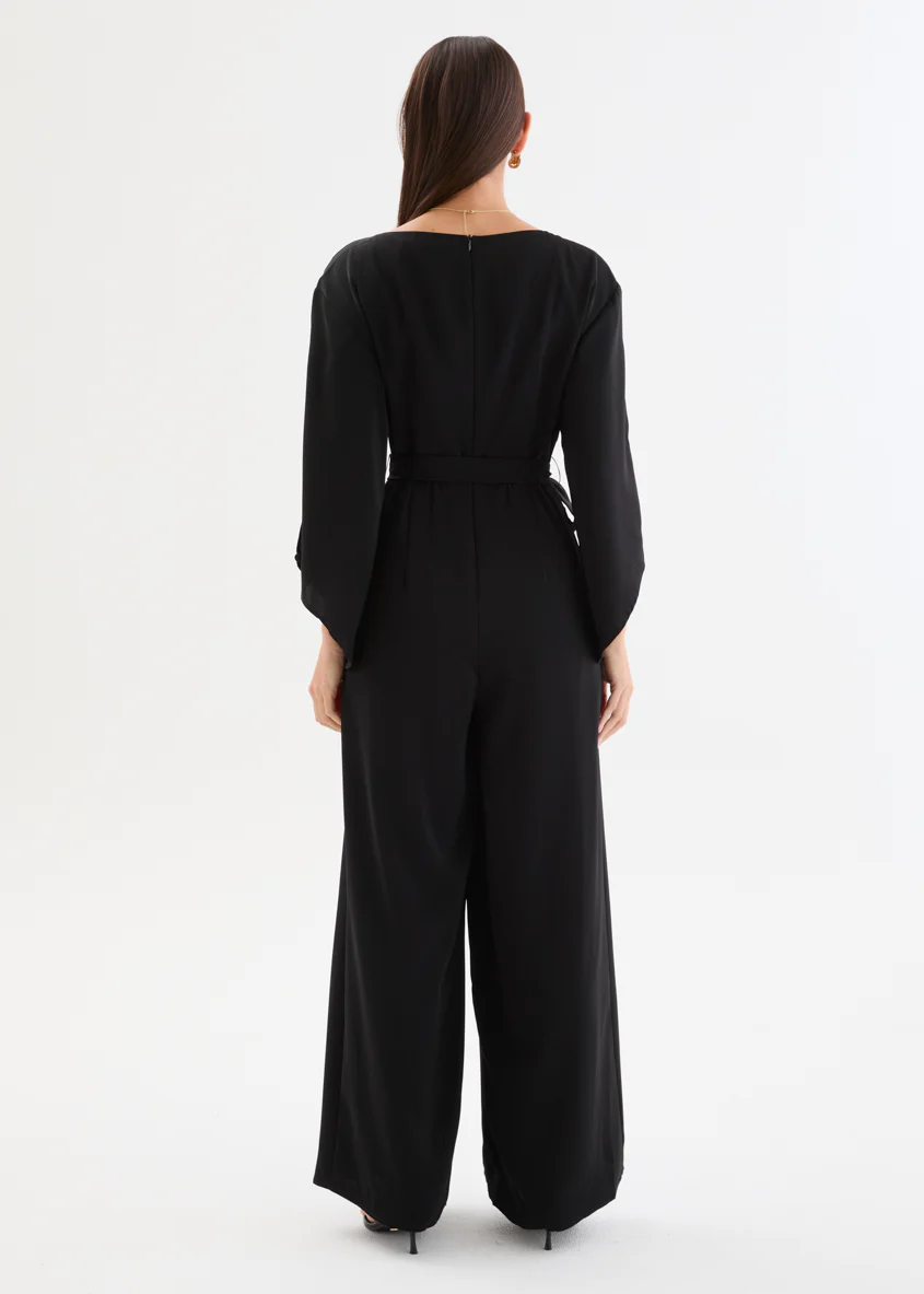 Savella Pantsuit with Tie - Black - Image 4