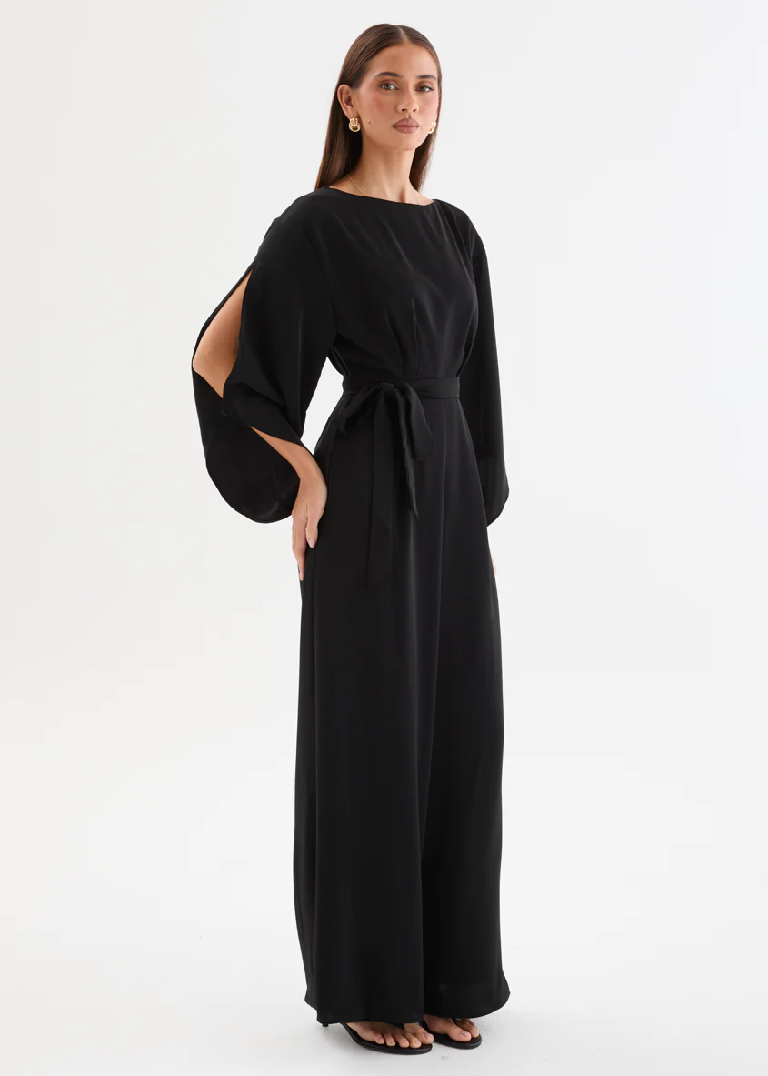 Savella Pantsuit with Tie - Black - Image 5