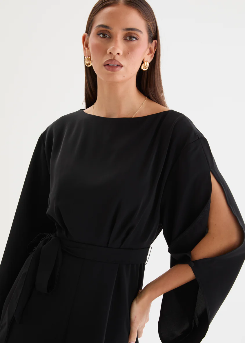 Savella Pantsuit with Tie - Black - Image 6