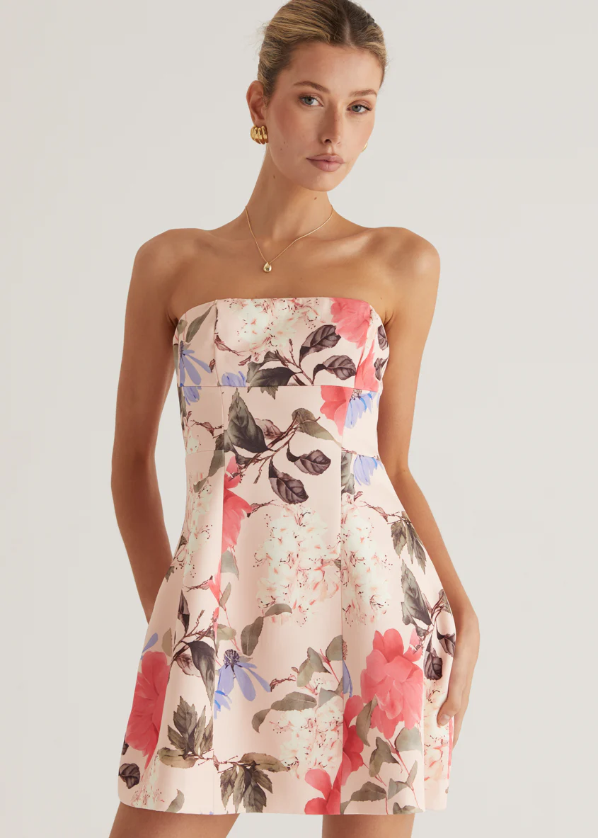 Scarlett Strapless Dress - Blush Floral - Image 4