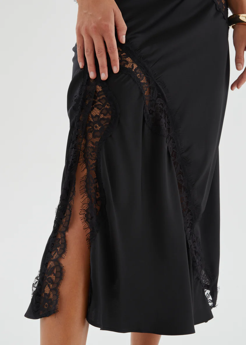 Selena Midi Skirt - Black - Image 7
