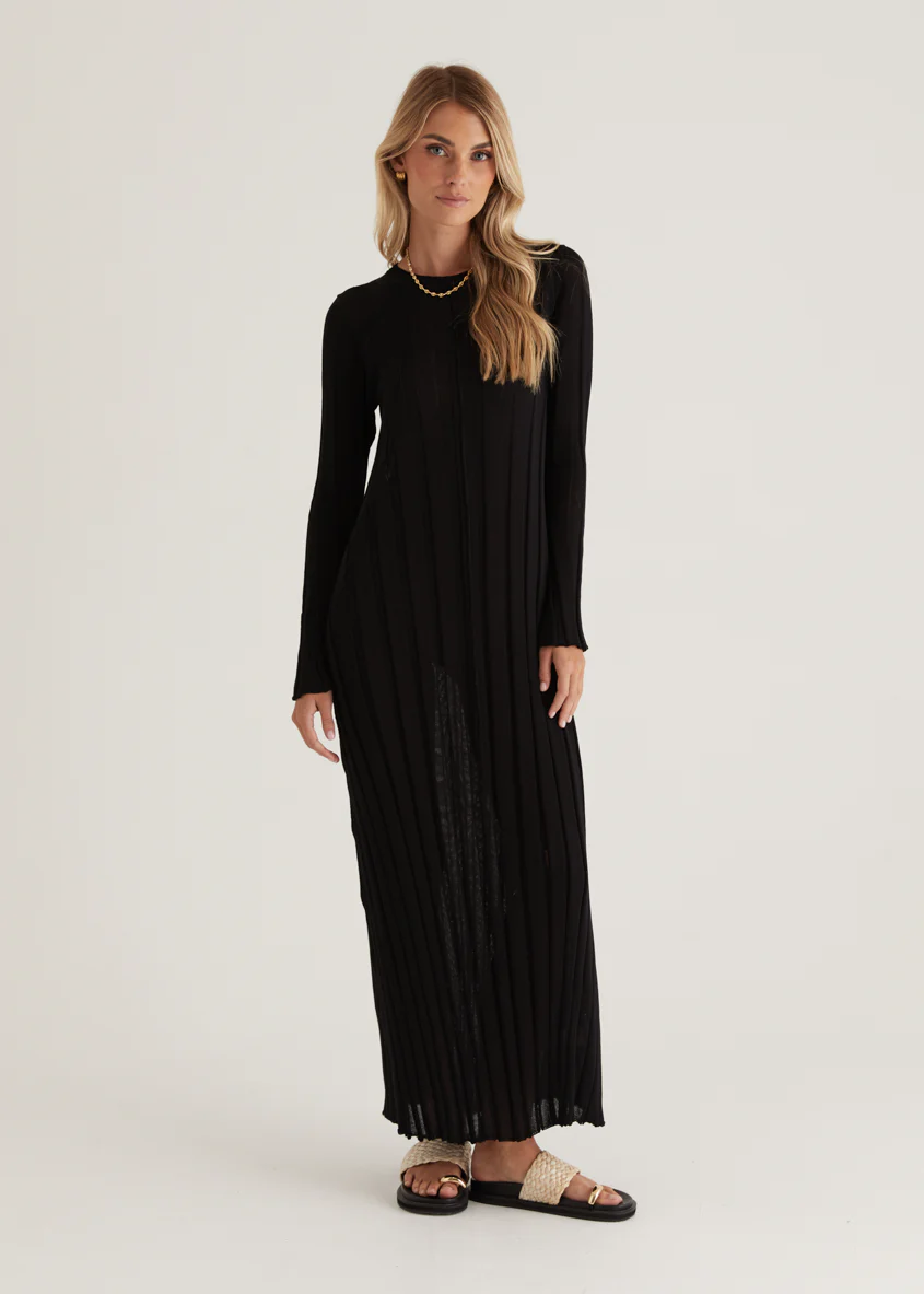 Serah Knit Midi Dress - Black - Image 6