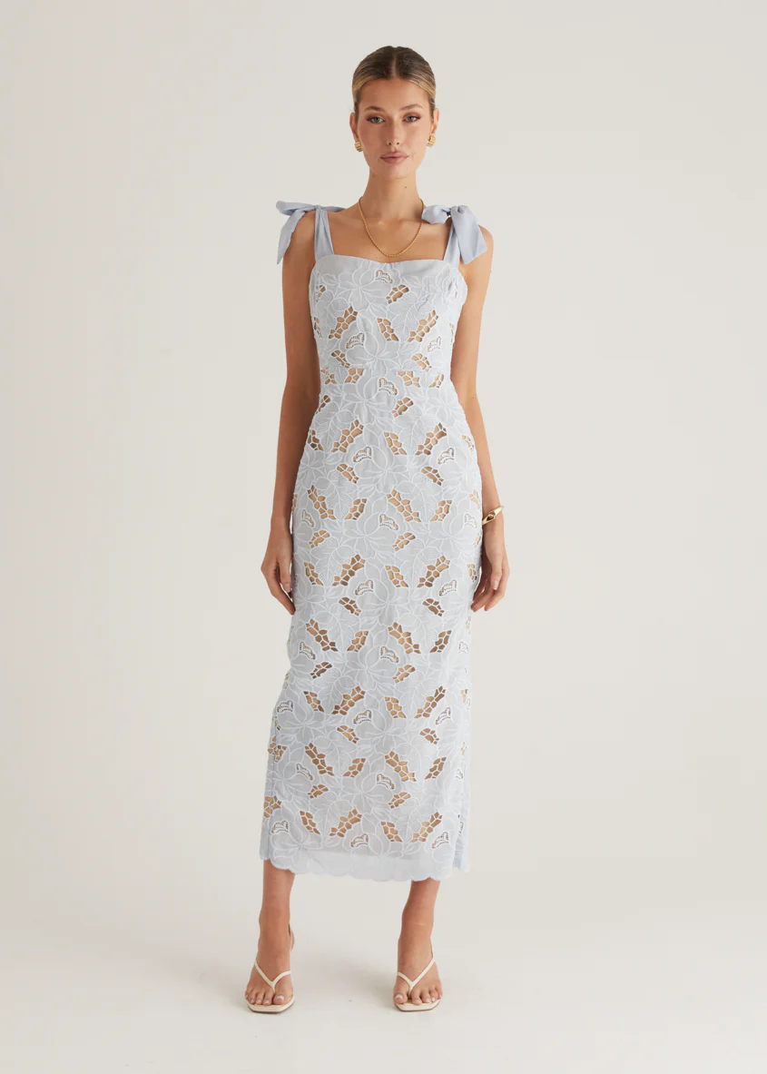 Serenity Embroidered Maxi Dress - Baby Blue - Image 12