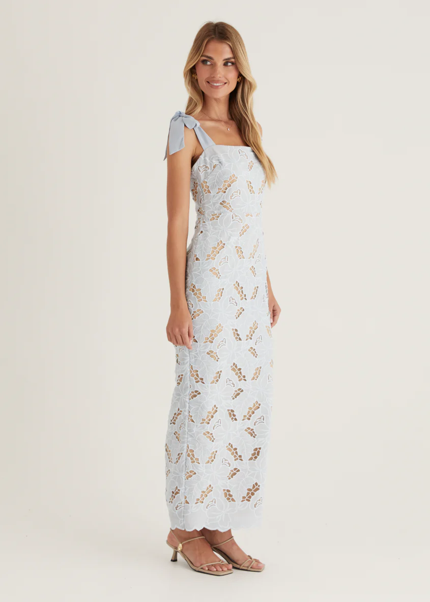 Serenity Embroidered Maxi Dress - Baby Blue - Image 6
