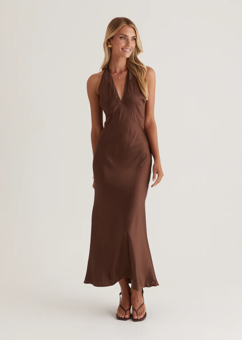 Serento Halter Maxi Dress - Chocolate - Image 10
