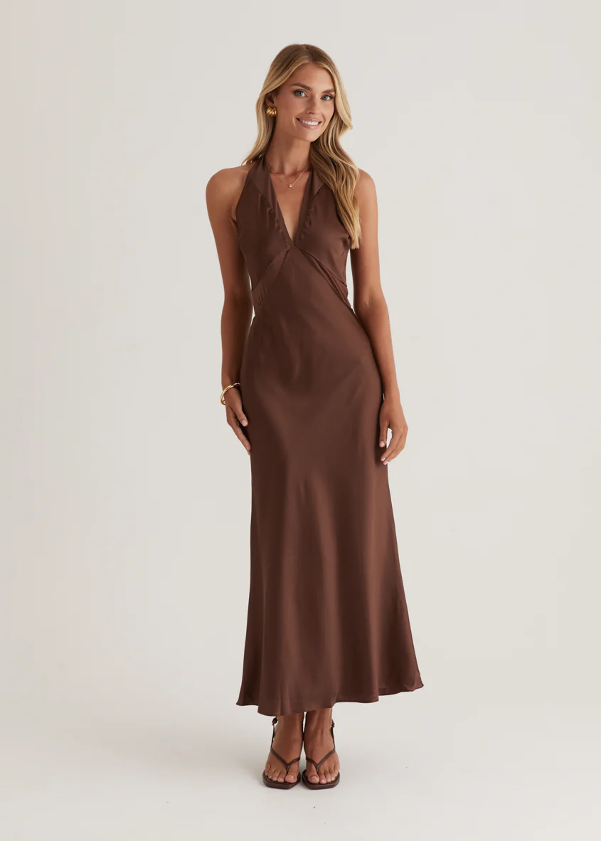 Serento Halter Maxi Dress - Chocolate - Image 6