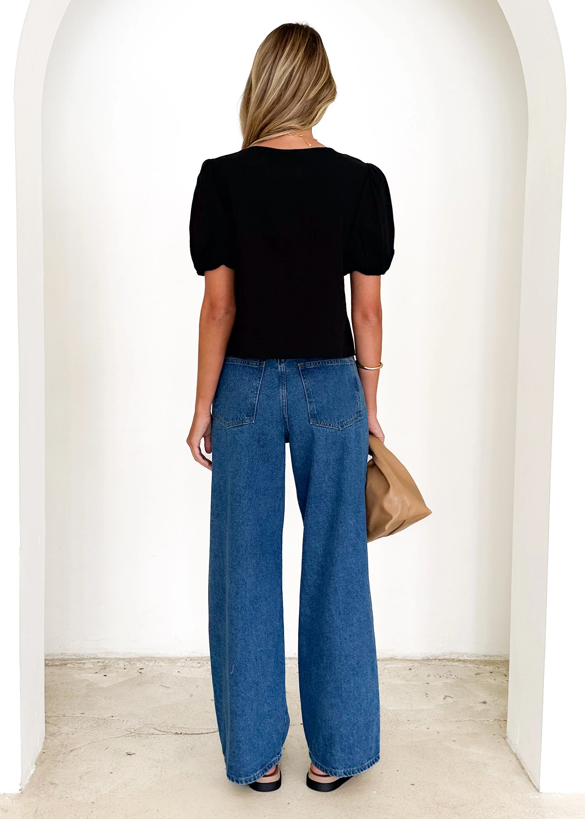 Shalia Pleated Top - Black - Image 6