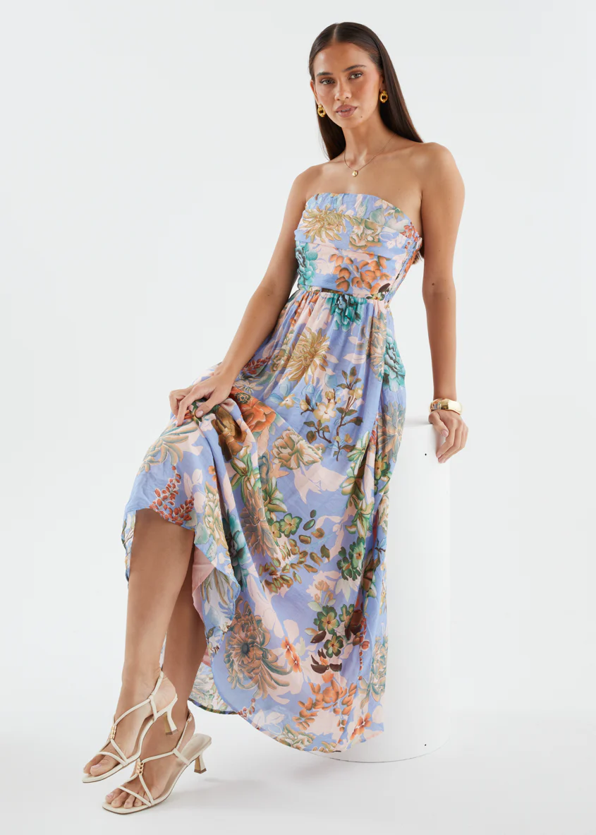 Sharnee Strapless Maxi Dress - Botanical Blue - Image 2
