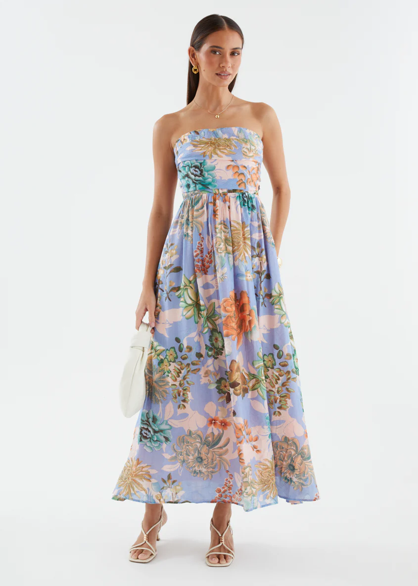 Sharnee Strapless Maxi Dress - Botanical Blue - Image 3