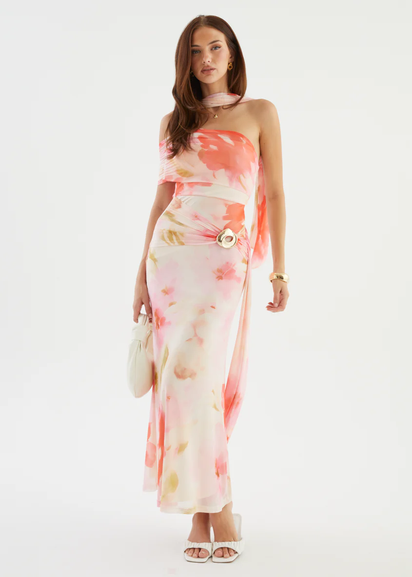 Shilah Mesh Maxi Dress - Blush Garden - Image 3