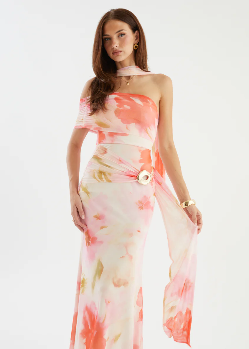 Shilah Mesh Maxi Dress - Blush Garden - Image 4