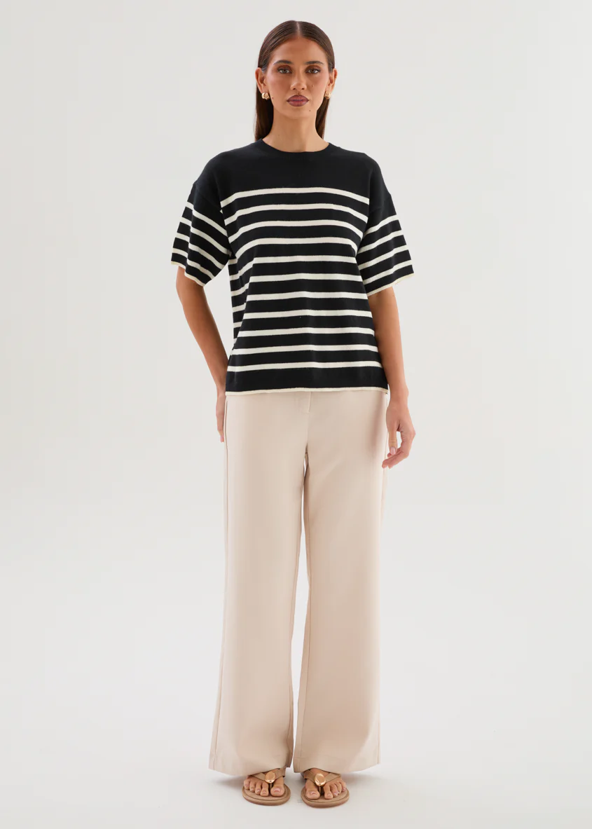 Shiloh Knit Top - Black Stripe - Image 2