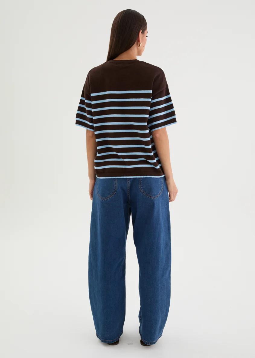 Shiloh Knit Top - Choc Blue Stripe - Image 7