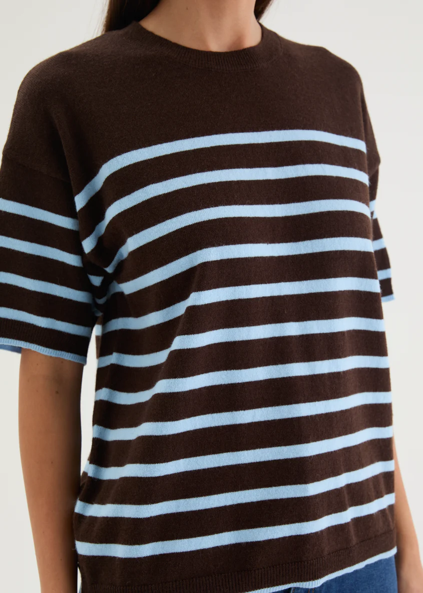 Shiloh Knit Top - Choc Blue Stripe - Image 9