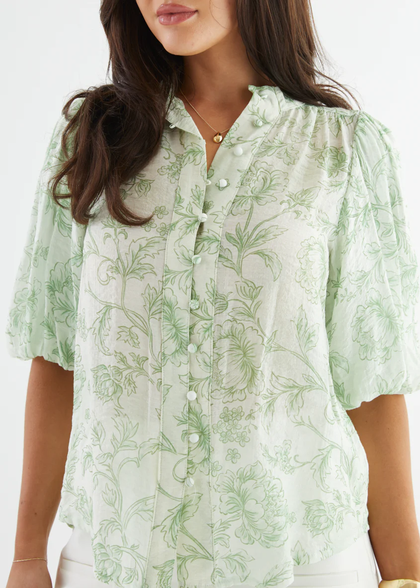 Simone Blouse - Mint Floral - Image 8