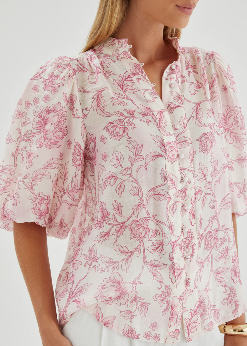 Simone Blouse - Pink Floral - Image 11