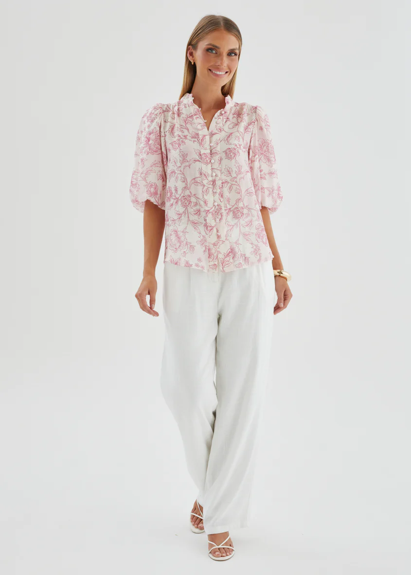 Simone Blouse - Pink Floral - Image 4