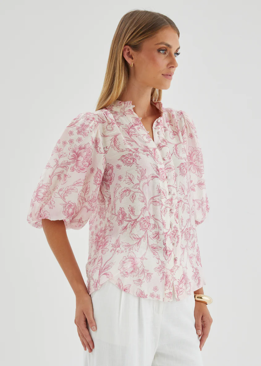 Simone Blouse - Pink Floral - Image 5