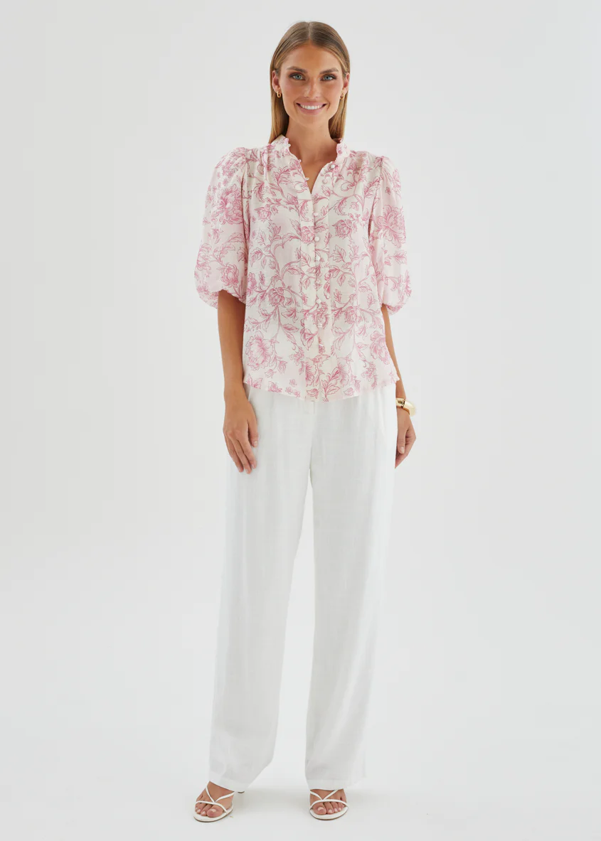 Simone Blouse - Pink Floral - Image 6
