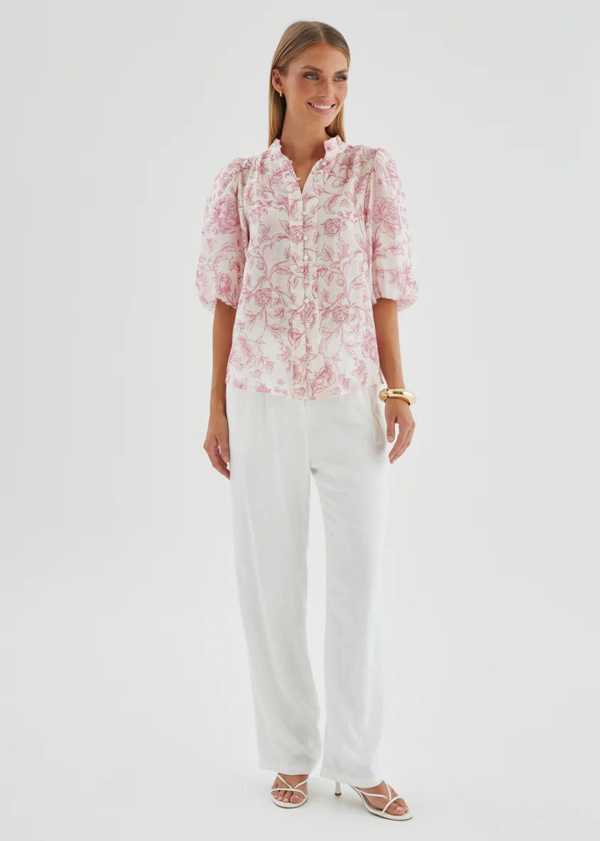 Simone Blouse - Pink Floral - Image 8