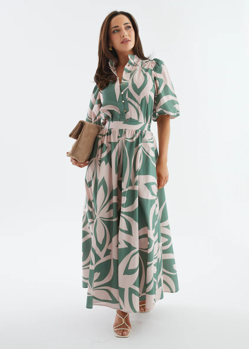 Simone Maxi Skirt - Fern Abstract