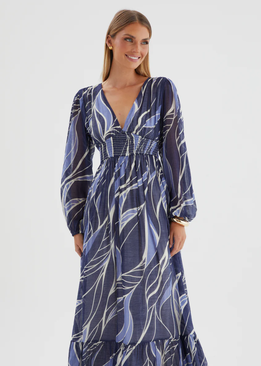 Skyline Maxi Dress - Navy Swirl - Image 3