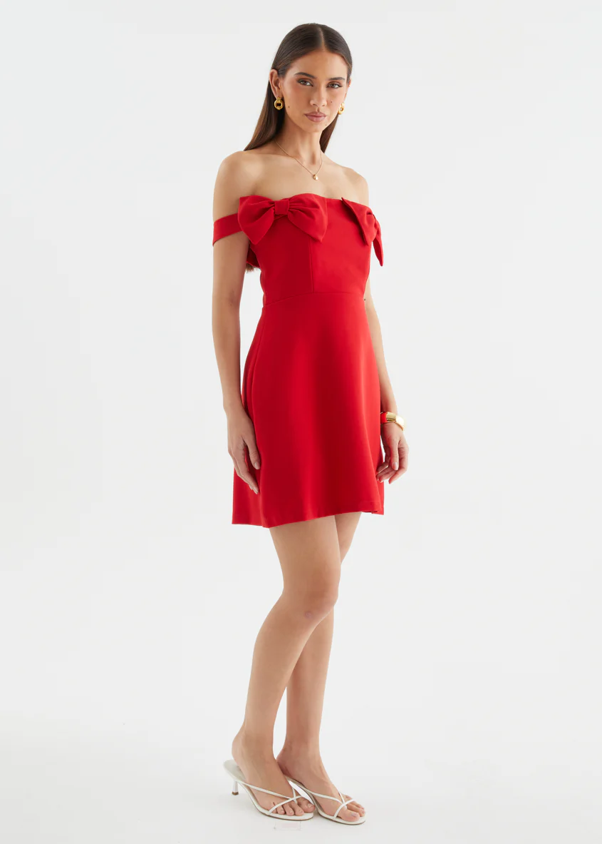 Sofi Off Shoulder Dress - Red - Image 10