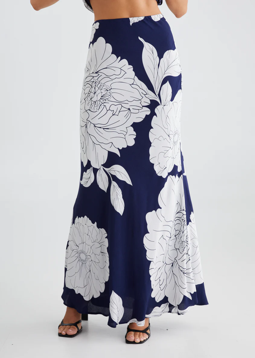 Solar Maxi Skirt - Navy Bloom - Image 2