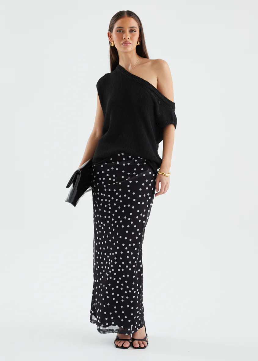 Solay Maxi Skirt - Black Polka - Image 2