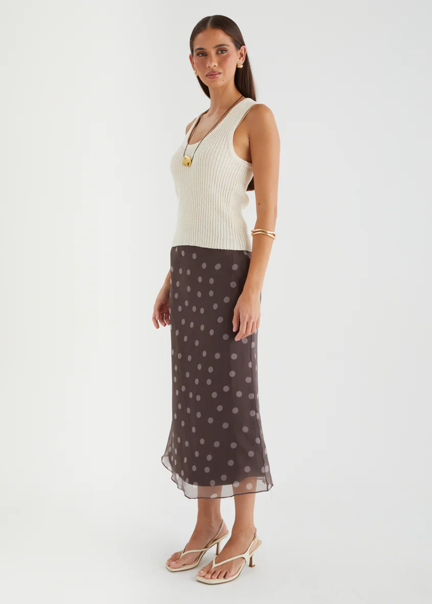 Soline Midi Skirt - Chocolate Polka Dot - Image 10