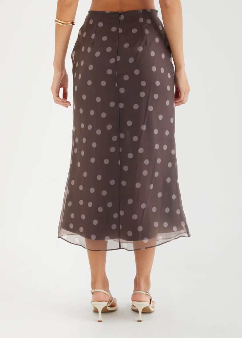 Soline Midi Skirt - Chocolate Polka Dot - Image 14