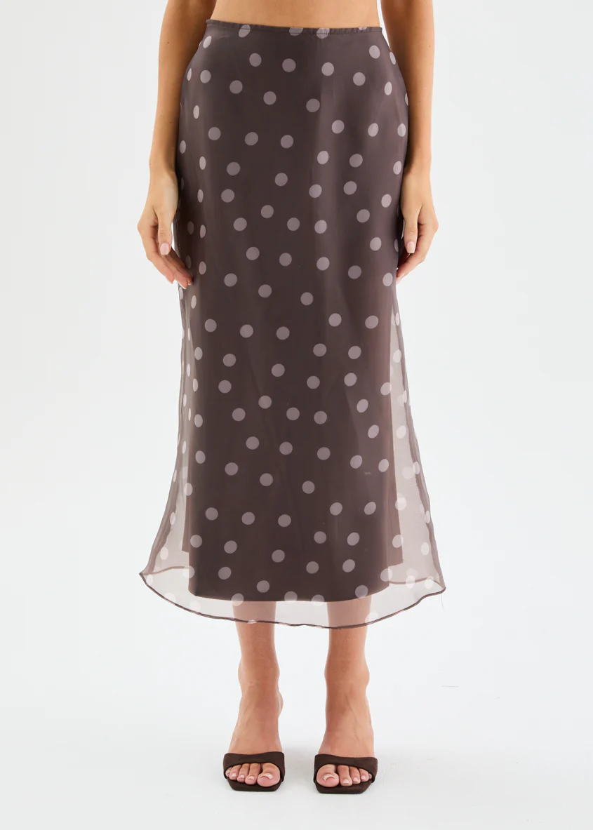 Soline Midi Skirt - Chocolate Polka Dot - Image 6