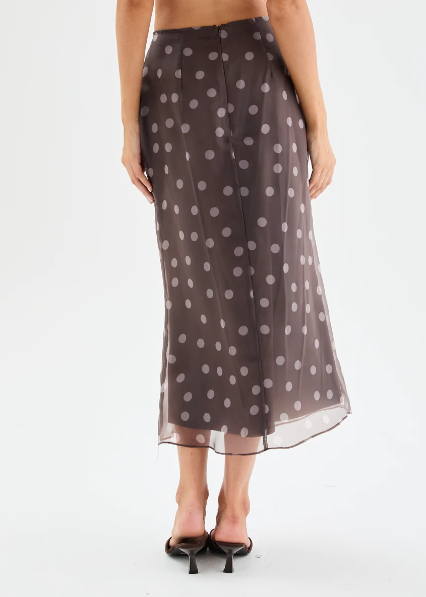 Soline Midi Skirt - Chocolate Polka Dot - Image 8
