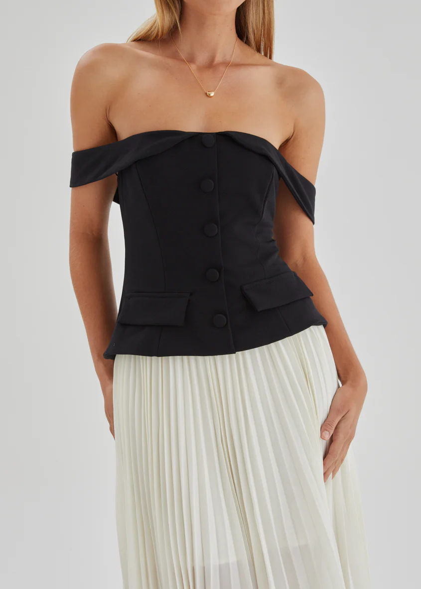 Sorelli Off Shoulder Midi Dress - Black Splice - Image 10