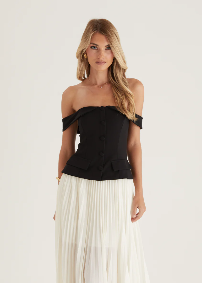 Sorelli Off Shoulder Midi Dress - Black Splice - Image 12