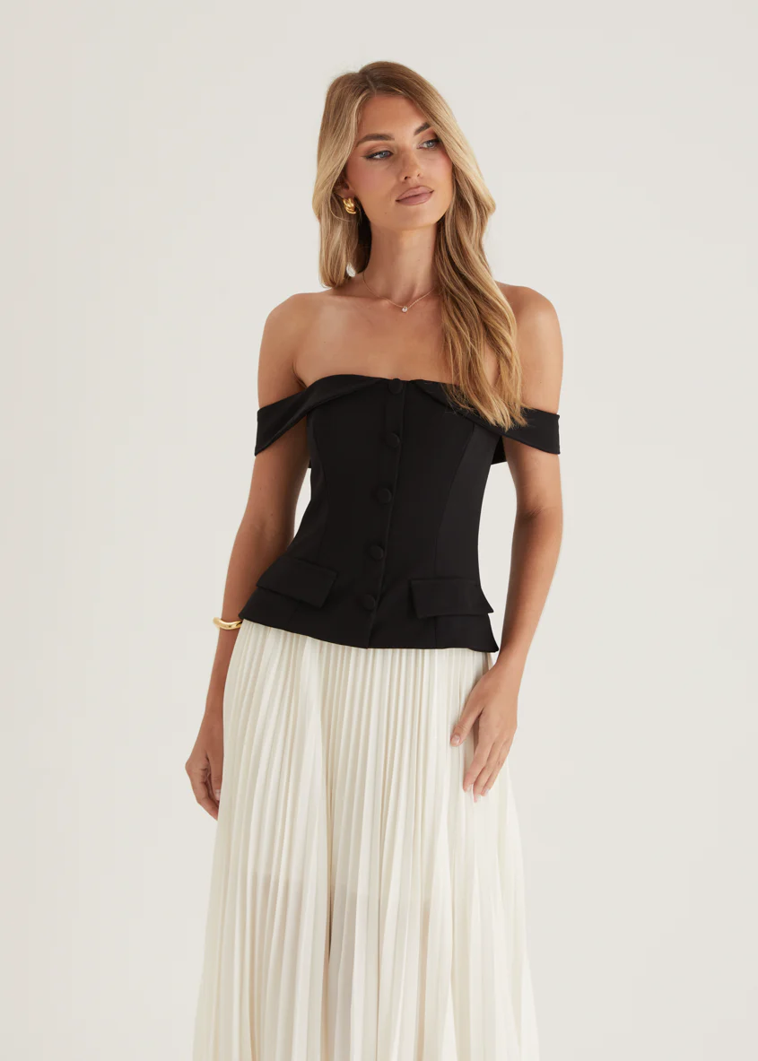Sorelli Off Shoulder Midi Dress - Black Splice - Image 7