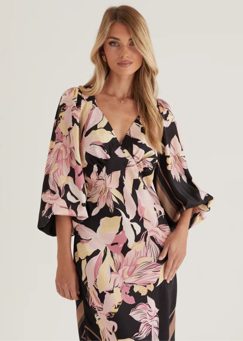 Stetha Maxi Dress - Black Floral - Image 5
