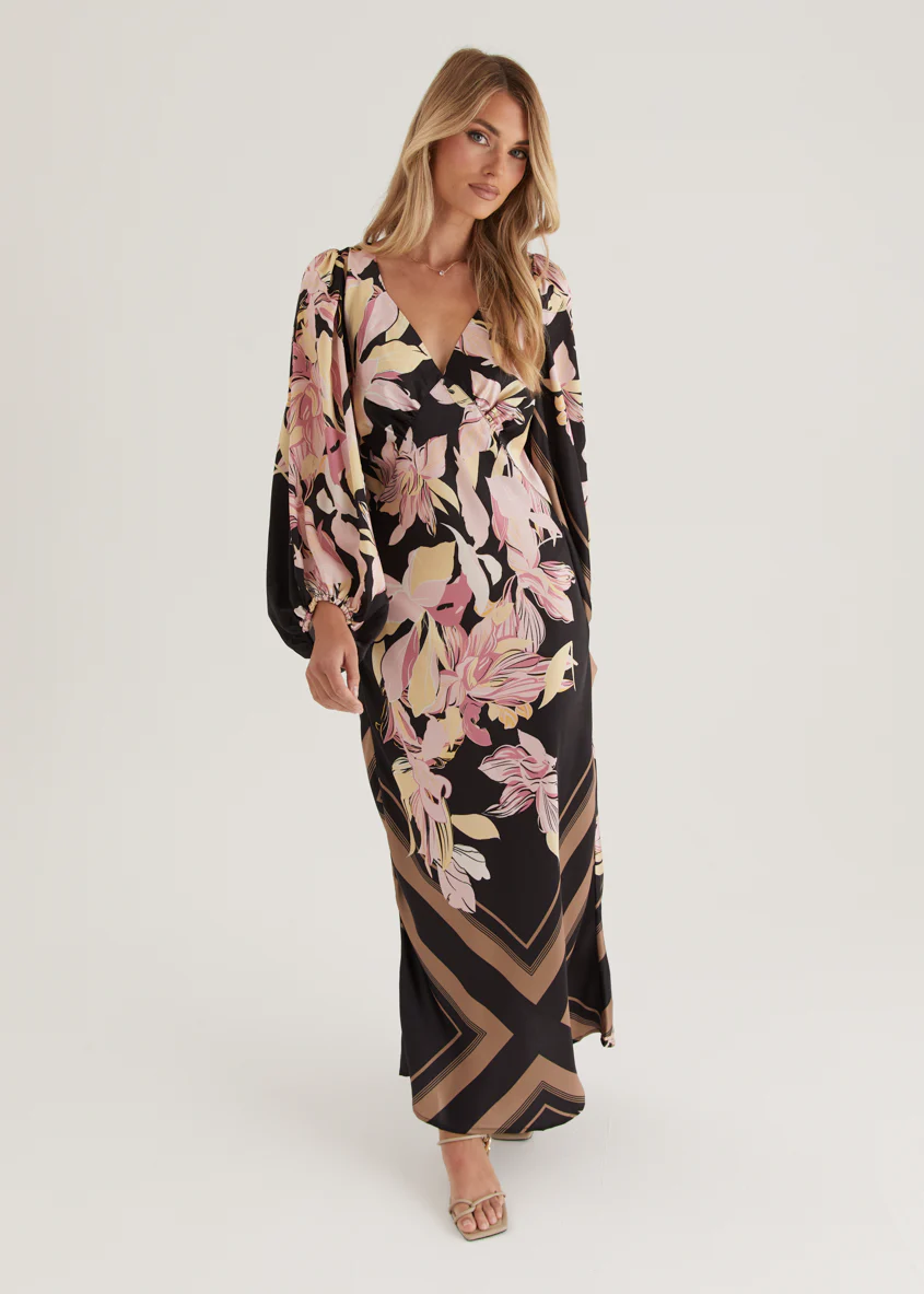 Stetha Maxi Dress - Black Floral - Image 7