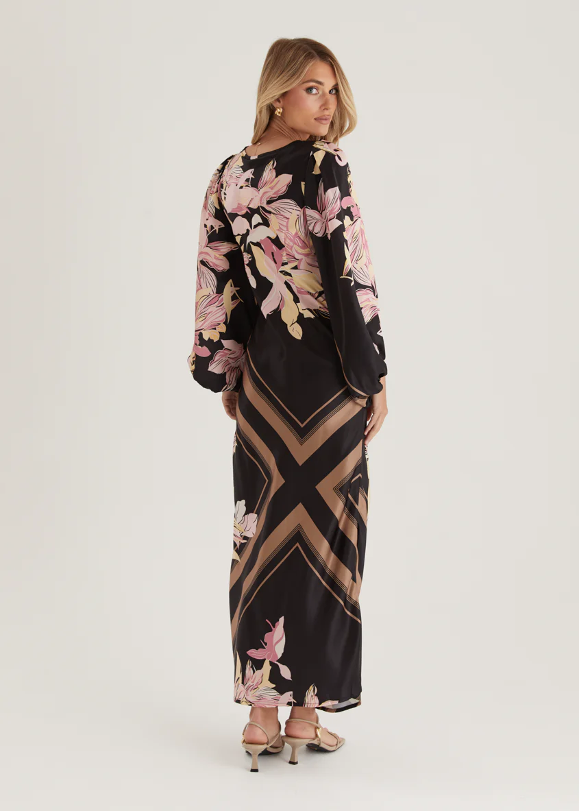 Stetha Maxi Dress - Black Floral - Image 9